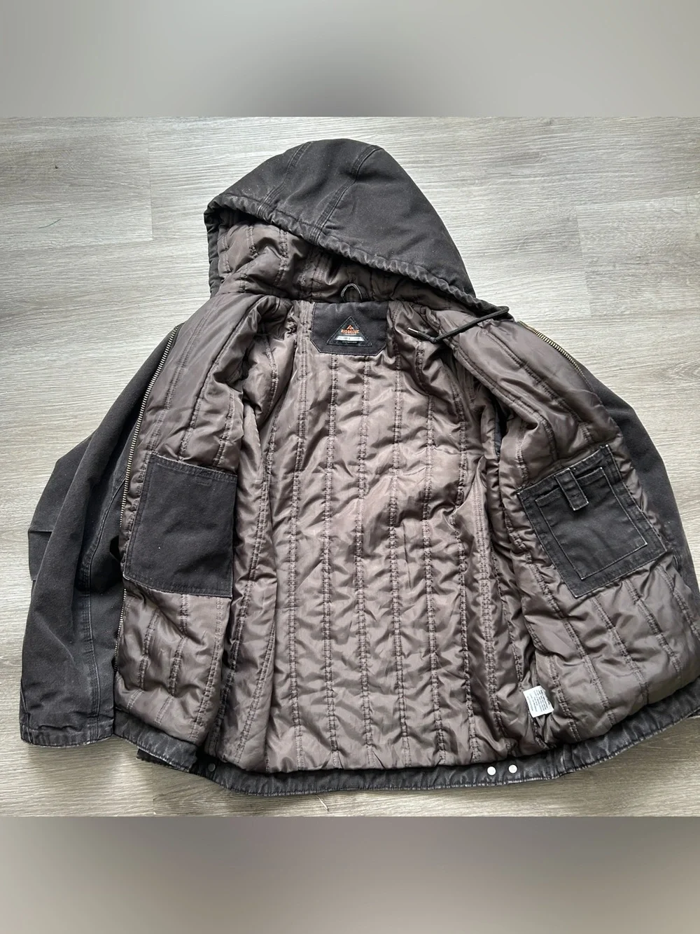Men’s Ridge Cut Workwear Black Jacket Distressed Size Large